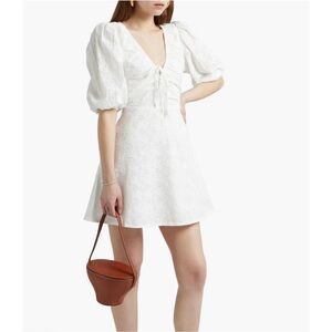 Nicholas Danni Bow-Detailed Broderie Anglaise eyelet Cotton Mini Dress Sz 4